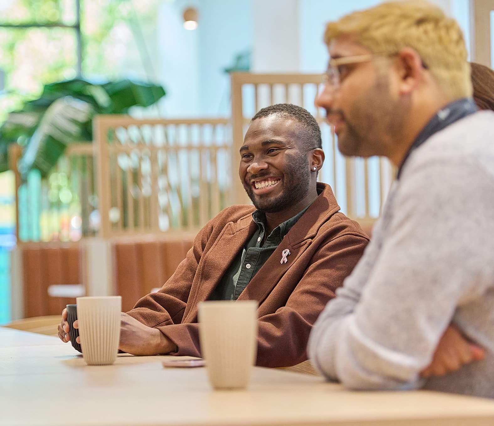 People enjoying a drink in the cafe